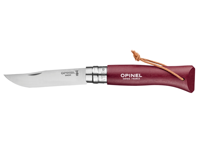 Opinel Nóż Inox Colorama z rzemieniem Burgundy No.08 002213