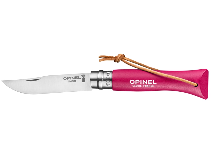 Opinel Nóż Inox Colorama z rzemieniem No.06 Strawberry 002201