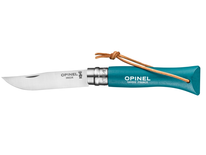Opinel Nóż Inox Colorama z rzemieniem No.06 Turquoise 002200