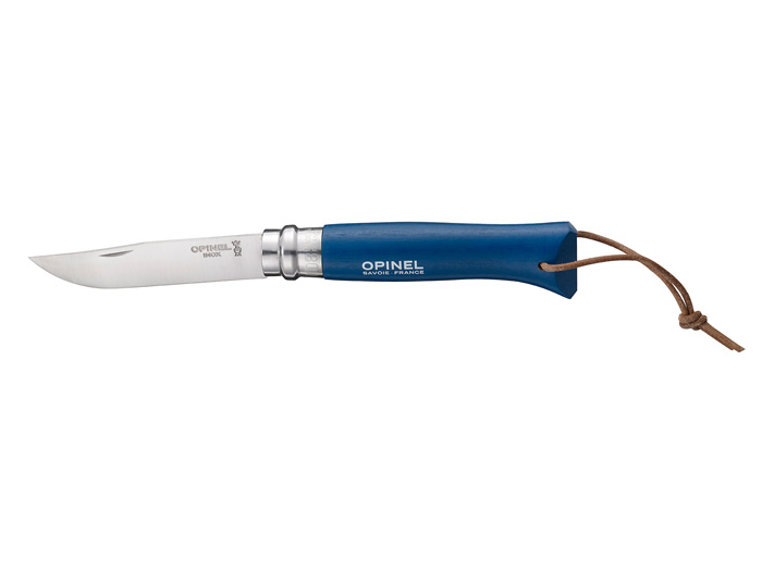 OPINEL Nóż Inox Colorama Dark Blue z rzemieniem No.08 002212