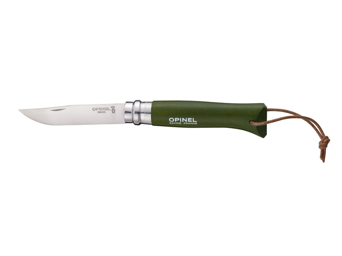 OPINEL Nóż Inox Colorama Khaki z rzemieniem No.08 001703
